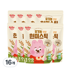 베베당 유기농 현미스틱, 치즈 + 당근 혼합맛, 30g, 16개