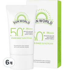 썬월드 비비드 데일리 선크림 SPF50+ PA++++, 6개, 50ml