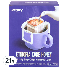 맥널티커피 에티오피아 코케 허니 핸드드립 원두, 7개입, 3개, 8g