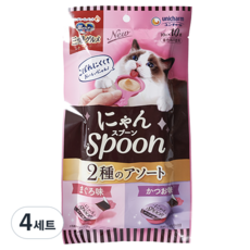 유니참긴노스푼 고양이 냥스푼 습식 간식 10개입, 혼합맛(참치 / 가다랑어), 10g, 4개