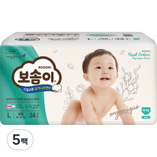 보솜이 리얼코튼 오가니크 팬티형 기저귀 남아용, 대형(L), 170매