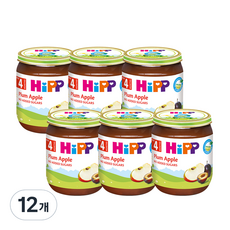 HiPP 喜寶 有機水果瓶裝副食品, 李子+蘋果混合口味, 12個, 125g