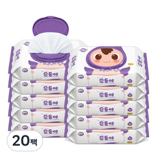 순둥이 프리미엄 엠보싱 아기 물티슈 캡형 65gsm, 70매, 20개