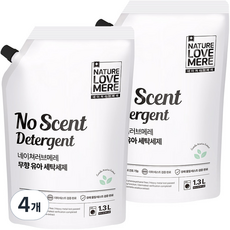 네이쳐러브메레 무향 유아 세탁세제, 1.3L, 4개 4개, 1.3L