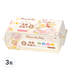 ONEDER 旺達棉品 小熊維尼洗臉巾 70抽3包, 柔軟親膚, 加厚吸水, 乾濕兩用, 小熊維尼, 3包