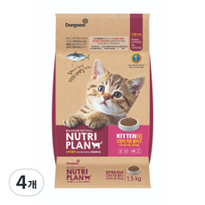 뉴트리플랜 어린 고양이용 고양이 키튼 플러스 건식사료, 1.5kg, 4개, 소