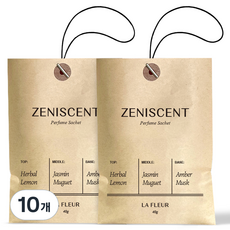 제니센트 퍼퓸 사쉐 옷장방향제 라 플레르, 40g, 10개