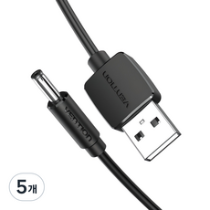 벤션 USB A-DC 3.5mm 충전케이블 CEX, 1.5m, 블랙, 5개