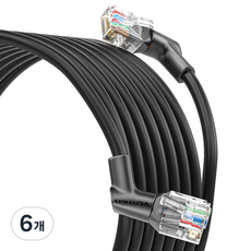 벤션 360도 회전 꺽임형 CAT6A OFC 코어 초고속 기가 랜선, 블랙, 6개, 1m