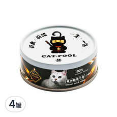 CAT-POOL 貓侍 全齡貓 低敏食材天然主食罐，雞肉鮪魚干貝口味，不含人工膠類, 雞肉 + 鮪魚 + 干貝, 80g, 4罐