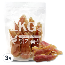 댕냥이생활연구소 강아지 듬뿍 대용량 간식, 3개, 1kg, 닭가슴