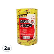 3M Scotch 超透明文具膠帶套裝，黏性持久不易斷裂，12mm x 40yd, 502S, 2組