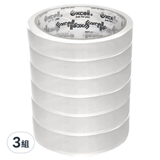 Excell 超黏OPP文具膠帶 Set 6捲, 膠帶寬度18mm，膠帶長度36M, 透明, 3組