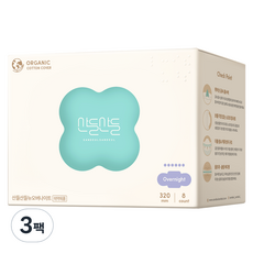산들산들 울트라슬림 순면커버 생리대 1팩 8개입 날개형, 3세트, 오버나이트
