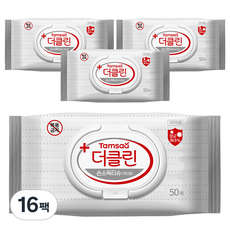 탐사 더클린 손소독 티슈 캡형 (에탄올), 50매, 16개