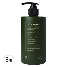 제이에이치피 녹초엽 지루성 두피 스케일링 비듬 쿨 샴푸, 500ml, 3개