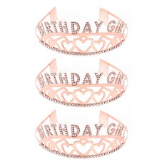 마켓감성 큐빅레터링 생일파티 왕관, 로즈골드, 3개