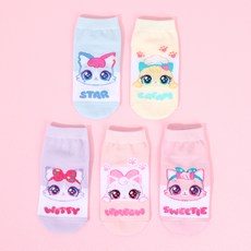 프리미에팜 여아용 위시캣 단목 양말 5족 세트 리미에팜 여아용 위시캣 단목 양말 5족 세트