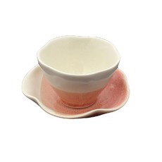 月鹽手工瓷花瓣茶杯套組, 粉色, 1個