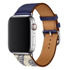 스메르 애플워치 7/6/SE/5/4/3 싱글 투어 프리미엄 가죽 밴드 스트랩 42/44/45 mm, 베톤블루, 1개