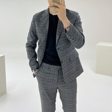 아도르클래식 남성용 스텔스 체크 캐주얼 프리미엄 빅사이즈 정장 세트