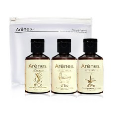 【Arenes愛霓思】旅行組C (洗髮60ml+沐浴60ml+洗臉60ml) 含旅行袋, 方便旅行攜帶, 1入