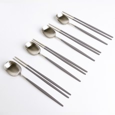 헤이즈리빙 스텐304 4인 수저세트, 차콜그레이, 숟가락 (4p) + 젓가락 (4p), 1세트 차콜그레이, 숟가락 4p + 젓가락 4벌