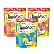템테이션 고양이 믹스업 간식 160g x 3p 세트, 닭고기 + 연어 + 체다치즈 혼합맛, 참치 + 연어 + 새우 혼합맛, 1세트