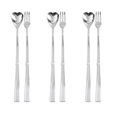 해모 하트 롱 티스푼 3p + 티포크 3p, 1세트, 스푼 3p + 포크 3p