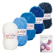 yarna 고급 수세미 뉴컬러 80g x 5종 + 도안 C타입 8종 세트, 09 블루 그라데이션, 1세트