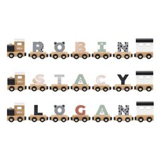 TRYCO 木製字母火車車尾, 安全木質玩具, 激發想像力, 字母學習, 6.8 x 3 x 6.8cm, 木色, 1入