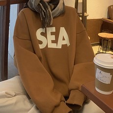 SEA 배색 가을웜 컬러 임산부 루즈핏 맨투맨