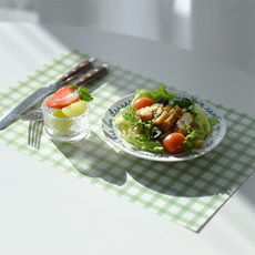 모노라이크 베이직 체크 테이블 매트, 02 그린, 24개, 368 x 246 mm