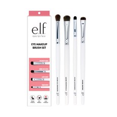 e.l.f. Cosmetics 眼妝刷具4件組, 含遮瑕刷/眼線暈染刷/暈染刷/眼影刷, 木質手柄, 合成毛, 白色, 1組