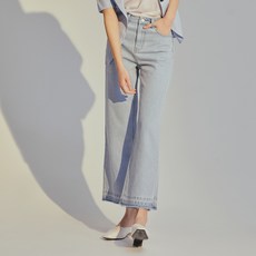미쏘 여성용 밑단 투톤 와이드핏 데님팬츠