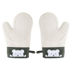 Homebanath Bear 矽膠鍋手套廚房烤箱手套 2 件裝, 1套, 灰色