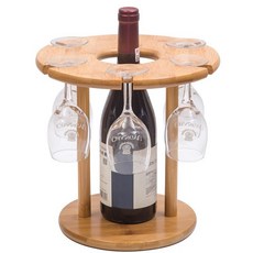 6孔竹製組裝式紅酒瓶收納架, 尺寸: 24.5x25 公分, 24.5*25cm, 1個