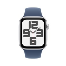 Apple 정품 2024 애플워치 SE 2세대 알루미늄 케이스, 44mm, GPS, 실버 / 데님 스포츠 밴드, S/M