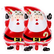 크리스마스 은박풍선 주니어쉐입 2p + 손펌프 랜덤발송, 산타, 1세트
