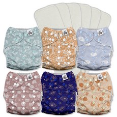 Mama Koala 嬰幼童成長型口袋式布尿布3.0 (3.6-18kg) 星月童話 純竹尿墊6件組,柔軟親膚材質，給寶寶帶來舒適乾爽的穿著體驗, 1組