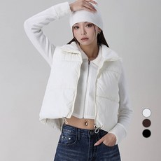 어썸어라운드 여성용 하이넥 스토퍼 크롭 패딩 조끼 AA50621