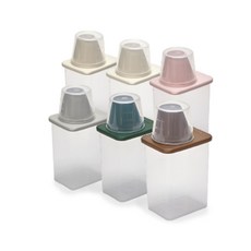 Cimelax 方形穀物罐 950毫升 6入組, 可重複使用, 顏色隨機, 108 x 88 x 200mm, 6個