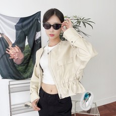 여성용 디아미뇽 크로벤 가죽 자켓