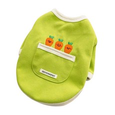 DING DONG PET 犬用圖案刺繡口袋刷絨連身開襟衫, 綠色