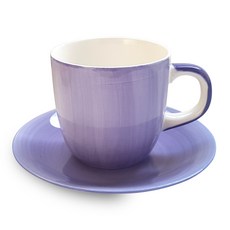 Eco Love SAHANME 刷色咖啡杯盤組, 紫色陶瓷咖啡杯, 咖啡托盤套組, 耐熱100°C, 韓國製, 紫色, 1組