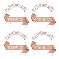 블럭마트 파티용품 생일 어깨띠 + 머리띠 세트, 4세트, TYPE8