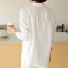 빼빼 여성용 백레이스 버튼 블라우스