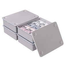 이즈리빙 플라스틱 속옷정리함 그레이 10칸 2p + 15칸 2p 세트, 그레이 + 그레이 뚜껑, 1세트
