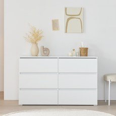 리디아 벨라 3단 와이드 서랍장 방문설치, 화이트, 6단 화이트, 6단