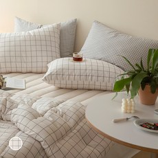 maatila Dessert系列 格紋涼被組 (SS加大單人床/標準雙人床/四季節被), 涼被+枕頭套, 涼被 150*200cm+枕頭套 50*70cm, 黑白格紋